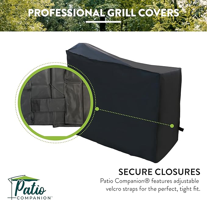 Patio Companion Professional, 52" Black Smoker Cover, 5-Year Warranty, Heavy-Grade, UV Blocking, Weather Resistant, Grill Cover for Traeger, Pit Boss.