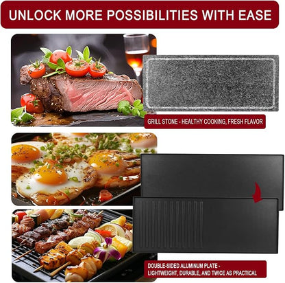 Artestia 1500W Large Size Raclette Cheese Grill | Adjustable Temperature Korean BBQ Grill, Cheese Raclette with Grill Stone for Parties Family