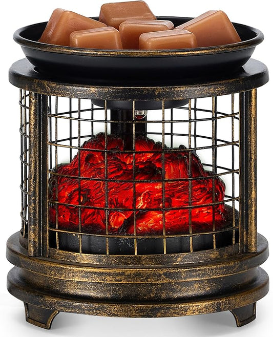 MOAFINA Bronze Grid Wax Melt Warmer with Timer, Wax Warmer for Scented Wax | 4-in-1 Electric Wax Melter & Oil Burner,Candle Wax Warmer, 2/4/8H Timer for Home Bedroom Fragrance Decor