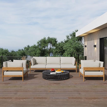 Acanva Vento Outdoor Patio Furniture Set, Couch + 2 x Armchairs | All-Weather Aluminium Frame, Water-Resistant Olefin Cushions, Patio Conversation Sets for Backyard, Garden, Porch