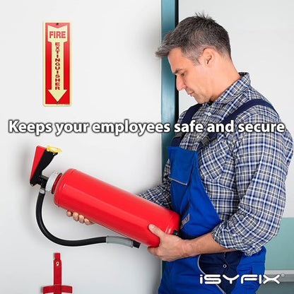 iSYFIX Fire Extinguisher Glow in the Dark Aluminum Signs – 10 Pack 4x12 Inch – Photoluminescent, Laminated for Ultimate UV and Fade Resistance, Indoor and Outdoor, for Business, Schools, Hospitals,