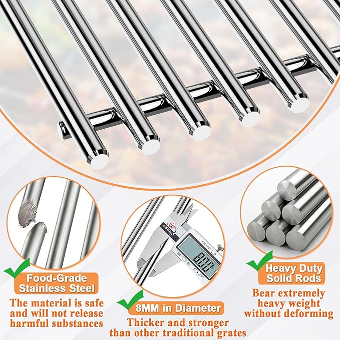 Genesis 2 E410 Grill Parts for Weber Genesis 4 Burner GS4 Genesis II/II LX 400 SER, Genesis 400 (2022Y) Replacement for Weber Flavorizer Bars 66030, Heat Deflector 66041 & Grates 66089 Stainless Steel