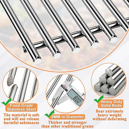 Genesis 2 E410 Grill Parts for Weber Genesis 4 Burner GS4 Genesis II/II LX 400 SER, Genesis 400 (2022Y) Replacement for Weber Flavorizer Bars 66030, Heat Deflector 66041 & Grates 66089 Stainless Steel