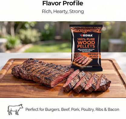 Kona Smoke Pods Mesquite Acacia Pellets Intended for Ninja Woodfire Grill, 24 Stay-Fresh - Sealed Single-Use Pouches for No-Mess Smoking Sessions