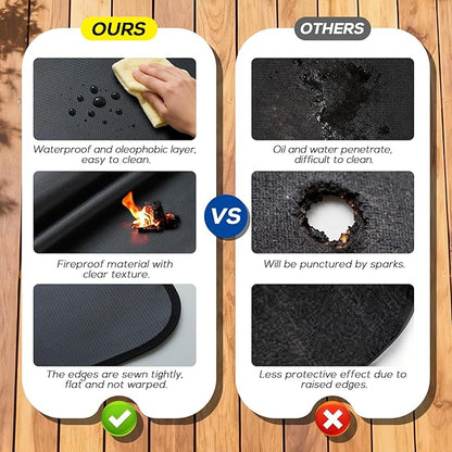 FLASLD Under BBQ Mat, 48x65 inches Extra-Large Under Grill Mats for Outdoor Grill, Double-Sided Fireproof Protective Mat, Oilproof Waterproof BBQ Fire Pit Fireplace Mat
