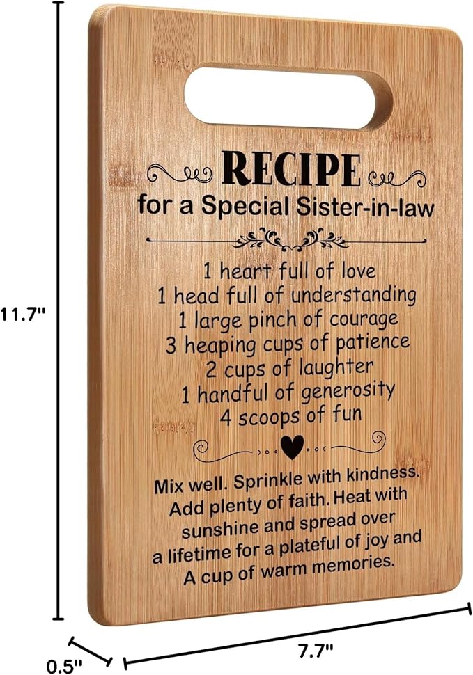 Sister-in-Law Birthday Gifts, Sister-in-Law Gift from Sister, Cutting Board Gift for Mother's Day, Wedding, Christmas