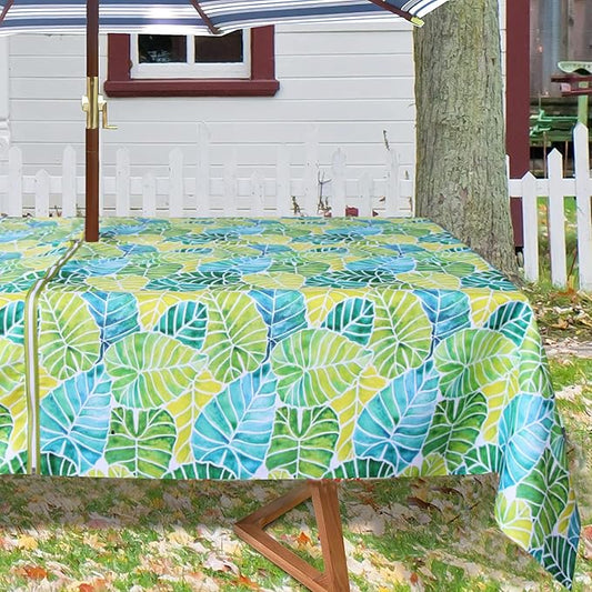 EHouseHome Outdoor and Indoor 60x84 inch Tablecloth with Umbrella Hole and Zipper, Waterproof Zippered Patio Table Cloths, Spring/Summer Table Covers for Backyard Circular Table/BBQs/Picnic