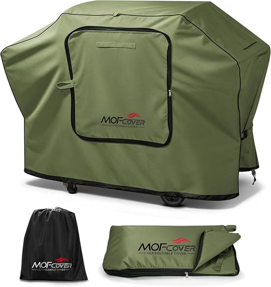 Exclusive Foldable 72 inch Grill Cover, 600D Heavy Duty Large Outdoor BBQ Cover for 6 Burners Grill Weber Nexgrill CharBroil Monument, Green