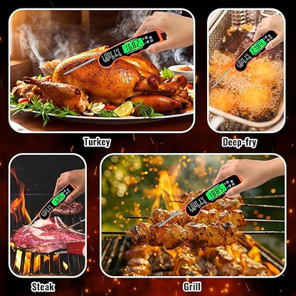 Meat Thermometer Digital, IP67 Waterproof Food Thermometer for Cooking and Baking, Instant Read Meat Thermometer with Backlight, Hold Function & Magnet for Kitchen, Beef, Grill, BBQ, Candy, Turkey
