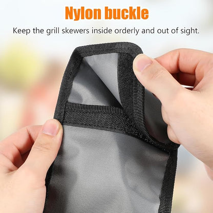 Oxford Cloth Skewer Container Bag Portable Waterproof BBQ Skewer Storage for Outdoor Grilling and Camping Utensils