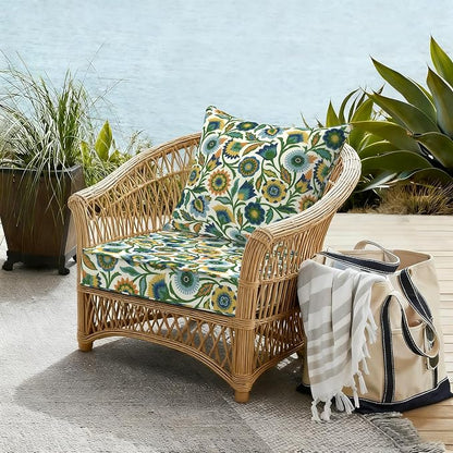DYTXIII Outdoor Deep Seat Cushion Set, Water Repellent 22"x22" Patio Thick Cushions Replacement with Seat & Back Pillow for Patio Sofa, Wicker Chair, Couch - Fiesta Floral