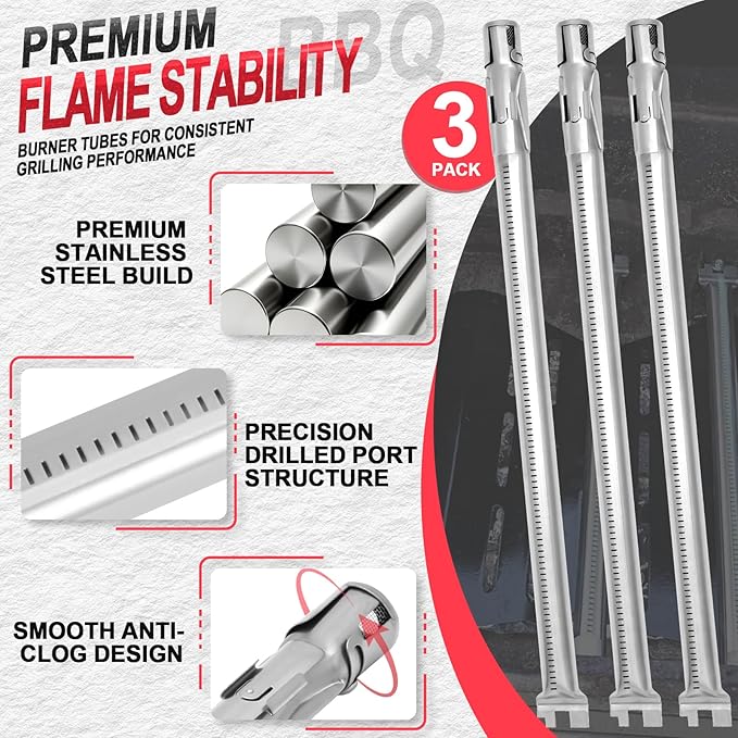 Genesis 300 310 Grill Parts Kit for Weber Genesis E330 E310 S310 E320 S330 S320 EP330 EP310 Parts, Genesis Burner Tube 7621 Flavorizer Bars Heat Deflector Porcelain Steel Grill Parts, 7622 62752