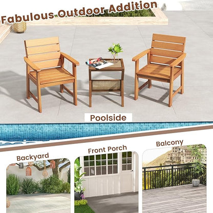 Tangkula Set of 4 Wood Patio Dining Chair, Wood Dining Armchairs with Breathable Slatted Seat & Inclined Backrest, Ergonomic Outdoor Chairs for Backyard, Balcony, Garden