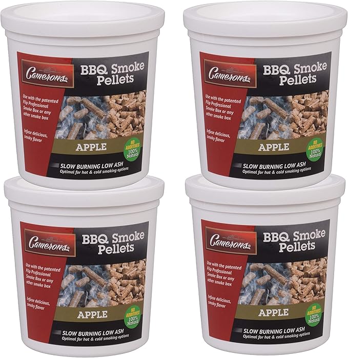 Camerons Smoking Wood Pellets (Apple, 4 Pints)- Kiln Dried BBQ Pellets - 100% All Natural Barbecue Wood for Smoker Grill, Pellet Grill & Fire Pit - Infuse Smokey Flavor in Food - Grilling Gift for Dad