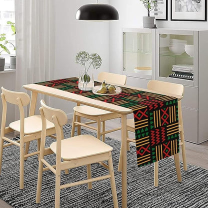 Ethnic Tribal Table Runner Kwanzaa Juneteenth Traditional Aztec African Black History Month Dinner Runner for Farmhouse Kitchen Dinner Table Holiday Party Decoration 13x90in