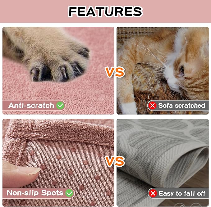 MEETSKY Couch Cover Washable for 2 Cushion Sofa, Cat Scratch Proof Furniture Protector Love Seat L Shape Couch Covers Soft Sectional Sofa Cover for Dogs Pets, 71" x 118", Pink