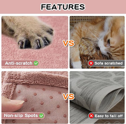 MEETSKY Couch Covers for 3 Cushion Couch Sofa Washable Cat Scratch Proof Sectional Couch Covers L Shape Sofa Cover Slipcovers Couch Furniture Protector for Pets Dogs Kids, 91" x 118", Pink