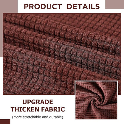 Peryiter 3 Pcs Couch and Loveseat Sofa Covers,Brown,Fleece | Armchair Covers for Living Room, Sofa Cushion Slipcover, Furniture Protector, Polyester and Spandex, Washable