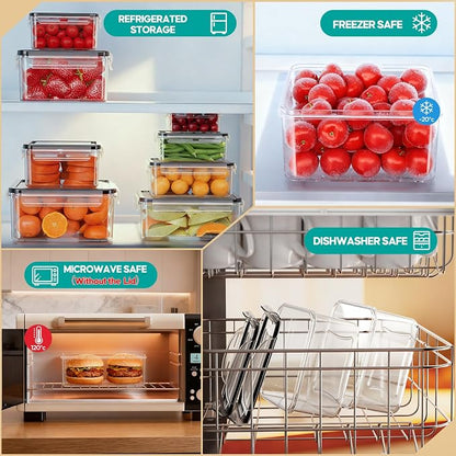 40 Pcs Food Storage Containers with Lids Airtight (20 Lids & 20 Containers) | Reusable Plastic Leakproof Meal-Prep Container for Kitchen Storage Organization Microwave/Dishwasher Safe with Labels & Pen
