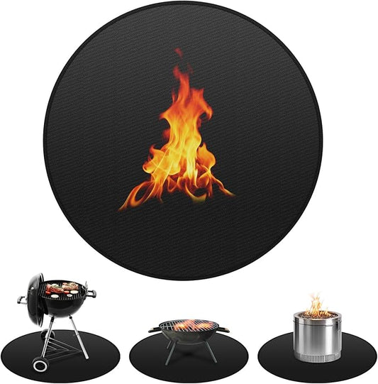 M METERXITY Round Fire Pit Mat, 40 Inch/ 102cm Fireproof Under Grill Mat for Outdoor Grill, Oil-Proof Waterproof Circular BBQ Pad for Deck & Patio