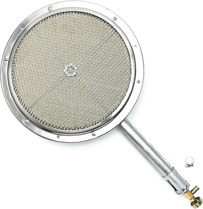 12" Outdoor Oven BBQ Infrared Searing Burner and Burner Valve, Round Ceramic Baking Burner for Turkey Fryer Burners, Outdoor Cooking, Fire Pit for DIY Grill setups