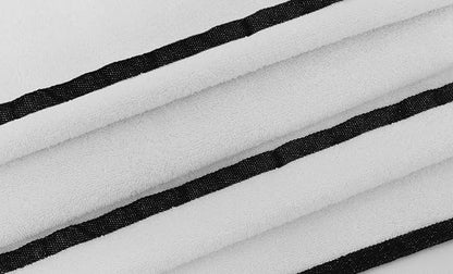 COTTON CRAFT Pool Lounge Chair Cover - 2 Pack Terry Towel Chaise Lounge Cover - Soft Cotton Absorbent Striped Towel Beach Chair Cover - Oversized 32 in W x 82 in Length x 7 in Pocket – White Black