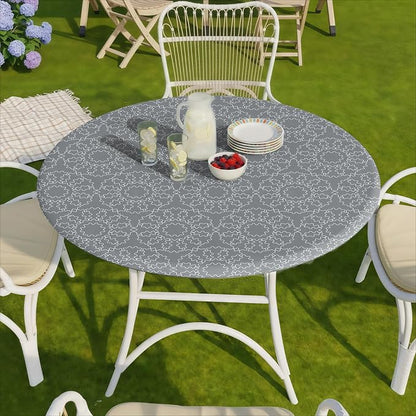 opstellen Fitted Round Tableclothes Drawstring Water Proof Table Cloth Polyester Indoor Outdoor Circular Covers for 36-44in Table New Apartment Home House Needs Gift Campers Patio Picnic Camping Finds