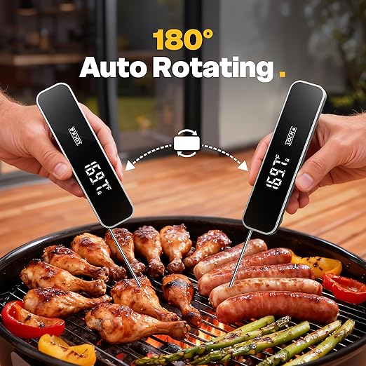 Meat Thermometer Digital, 0.3 Sec Instant Read Food Thermometer for Cooking Kitchen Gadgets, Grilling, BBQ, Air Fryer, Smoker, Candy Essentials Accessories, Gray