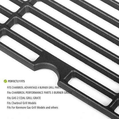 463343015 Grill Grates for Charbroil Advantage 463344015 463344116 463343819 463371116 4 Burer Grill, Cast lron Cooking Grate for Char Broil Gas2Coal 463340516 463370519 G421-0008-W1 Replacement Parts