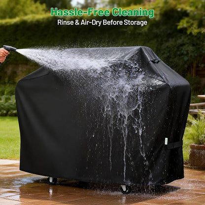 Grill Cover 65 Inch, Waterproof Barbecue Gas BBQ Grill Cover for Weber, Char-Broil, Nexgrill 3-6 Burner Grill, Heavy Duty High Density Material, All Weather Protection, Black