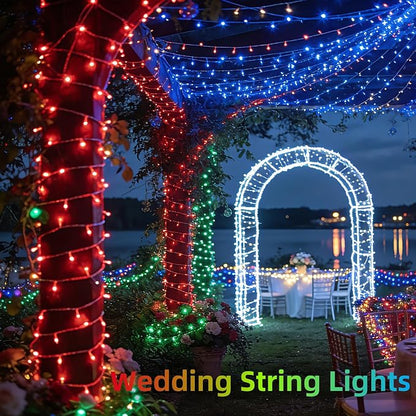 Christmas Tree String Lights Green Wire 75FT 300 LED Green | Dimmable, 12 Light Styles, Memory Timer, Waterproof, 29V Safe Low Voltage, Diamond-Faceted LED, Energy Efficiency
