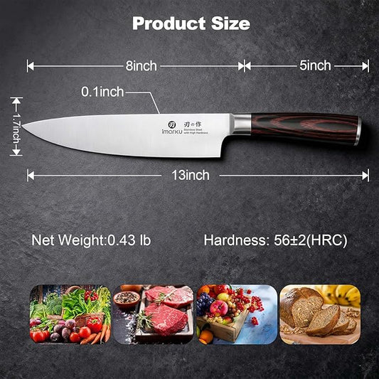 imarku Chef Knife 8 Inch, Professional Kitchen Knife in Japanese HC Steel, Super Sharp Knife With Ergonomic Handle, Cooking Knife With Gift Box, Kitchen Gadgets, Best Gifts for Family and Friends