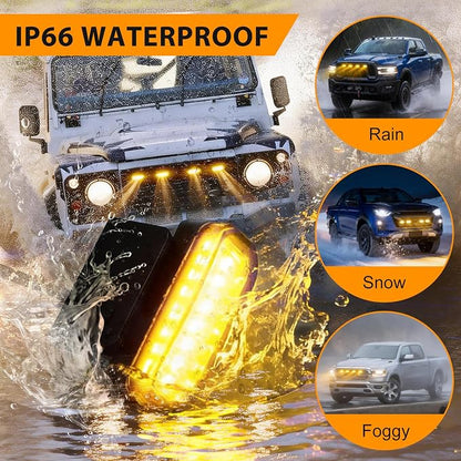 4PCS LED Grille Lights Yellow，Universal Clip-On Car Front,IP66 Smoked Lens,Compatible with Jeep Wrangler,Ford F150,Dodge Ram 1500,Toyota Tacoma