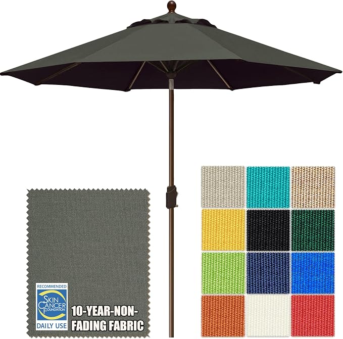 EliteShade USA 10-Year-Non-Fading 10Ft Market Patio Umbrella, UPF 50+ UV Protection Performance Sun Umbrella, Heavy Duty Commercial Grade Outdoor Table Umbrella with Crank & Tilt, Windproof Vented Top for Garden, Pool, Deck and Outdoor Playsets, Charcoal