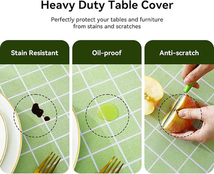 Romanstile Rectangle Vinyl Tablecloth, 100% Waterproof Oil-Proof Checkered Plastic Table Cloth, Heavy Duty Wipeable Table Covers for Dining, Camping, Picnic, Outdoor - 54 x 108 Inch, Green