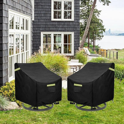 Outdoor Swivel Chair Cover 4 Pack,(29W x 31D x 38.5H inches )100% Waterproof Heavy Duty Outdoor Rocking Chair Covers， Patio Chair Covers Waterproof Patio Furniture Covers ( Black)