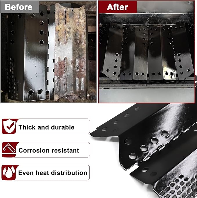 Hiorucet Grill Replacement Parts for Stok SGP4330SB, SGP4331, SGP4130N, Stok Quattro 4 Burner Grills, Porcelain Steel Heat Plate Shield Tent, Stainless Steel Crossover Carry Over Tube & Grill Burners