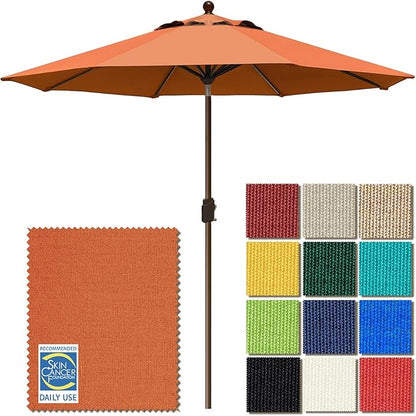 EliteShade USA 10-Year-Non-Fading 9Ft Market Patio Umbrella, UPF 50+ UV Protection Performance Sun Umbrella, Heavy Duty Commercial Grade Outdoor Table Umbrella with Crank & Tilt, Windproof Vented Top for Garden, Pool, Deck and Outdoor Playsets, Rust