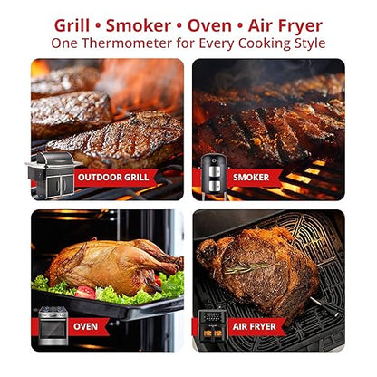 Grill Sync Wireless Meat Thermometer for Grilling, Smoking, Bluetooth Cooking with Dual Sensor Probe, Smart App Control for Grill, Smoker, Oven, Air Fryer, Waterproof Probe, USB-C Charging Case