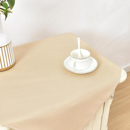 Wolkemer 2 Pack Small Square Beige Tablecloth 24x24 Inch Washable Fabric Table Cover for Nightstand End Bedside Table