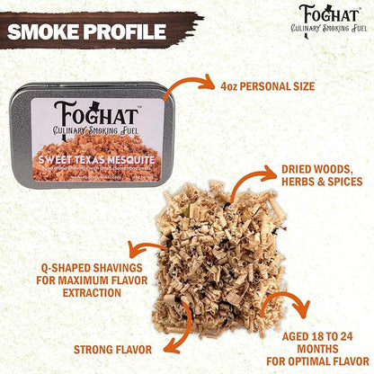 Cocktail Smoker Wood Chips - 4oz Sweet Texas Mesquite Shavings for Smoker, Whiskey & Drink Infuser Kit - Culinary Wood Smoking Chips for Hand Held Food Smoke Gun & Bourbon Drink Glass Smokers
