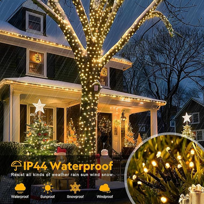 JMEXSUSS 800 LED Outdoor Christmas Lights, Warm White Christmas Tree Lights | 272ft, 8 Modes, Remote Control, Green Wire, Waterproof Led String Lights for Outside Indoor Xmas Party Tree Decor