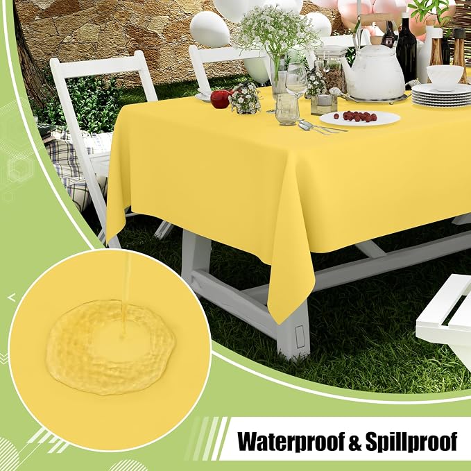 Smiry Disposable Table Cloth 3 Pack, 54 x 108 Inch Waterproof Plastic Tablecloth, Decorative Rectangle Table Covers for Party, Birthday, Picnic, Yellow