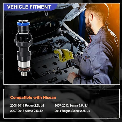 HiSport Fuel Injector 1PC 0280158130 2.5L Compatible with Nissan Altima 2007-2013,Rogue Select 2014-2015,Sentra 2007-2012,Rogue 2008-2013