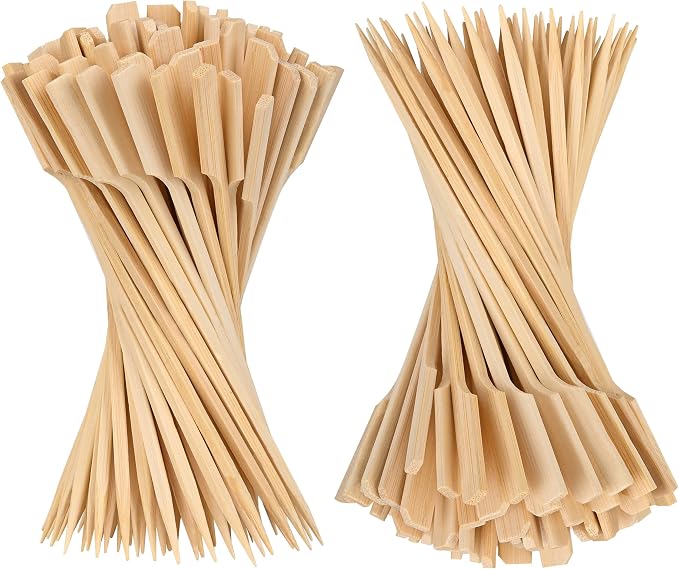 4.7 Inch Bamboo Skewers, 300 PCS Bamboo Paddle Wood Picks, Toothpicks for Appetizers, Cocktail Picks for Drinks, Food Picks, BBQ, Sandwich, Barbecue Snacks.