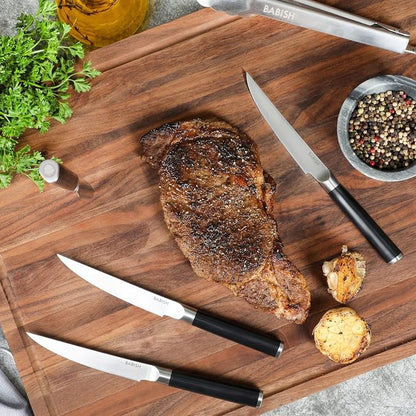Babish 4-Piece Forged Kitchen Steak Knife Set – High-Carbon 1.4116 German Steel Cutlery – Sharp & Durable Steak Knives for Dining and Grilling