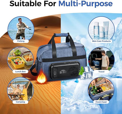 outohome 25L 12V Electric Portable Cooler Warmer Bag, DC Plug In Insulated Car Cooler Bag, Heating and Cooling Dual Function Bag for Truck Drivers, Camping, Groceries & Family Outings, All Season
