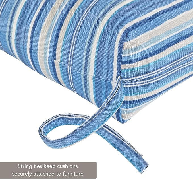 Outdoor Reversible Chaise Lounge Chair Cushion, Steel Blue Stripe