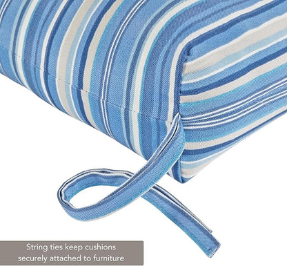 Outdoor Reversible Chaise Lounge Chair Cushion, Steel Blue Stripe