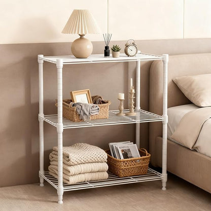 M MZG 450 lbs Wire Storage Shelving 3-Tier Utility Shelving Unit Steel Organizer Wire Rack for Home,Kitchen,Office,White (11.8" D x 17.7" W x 26.4" H)